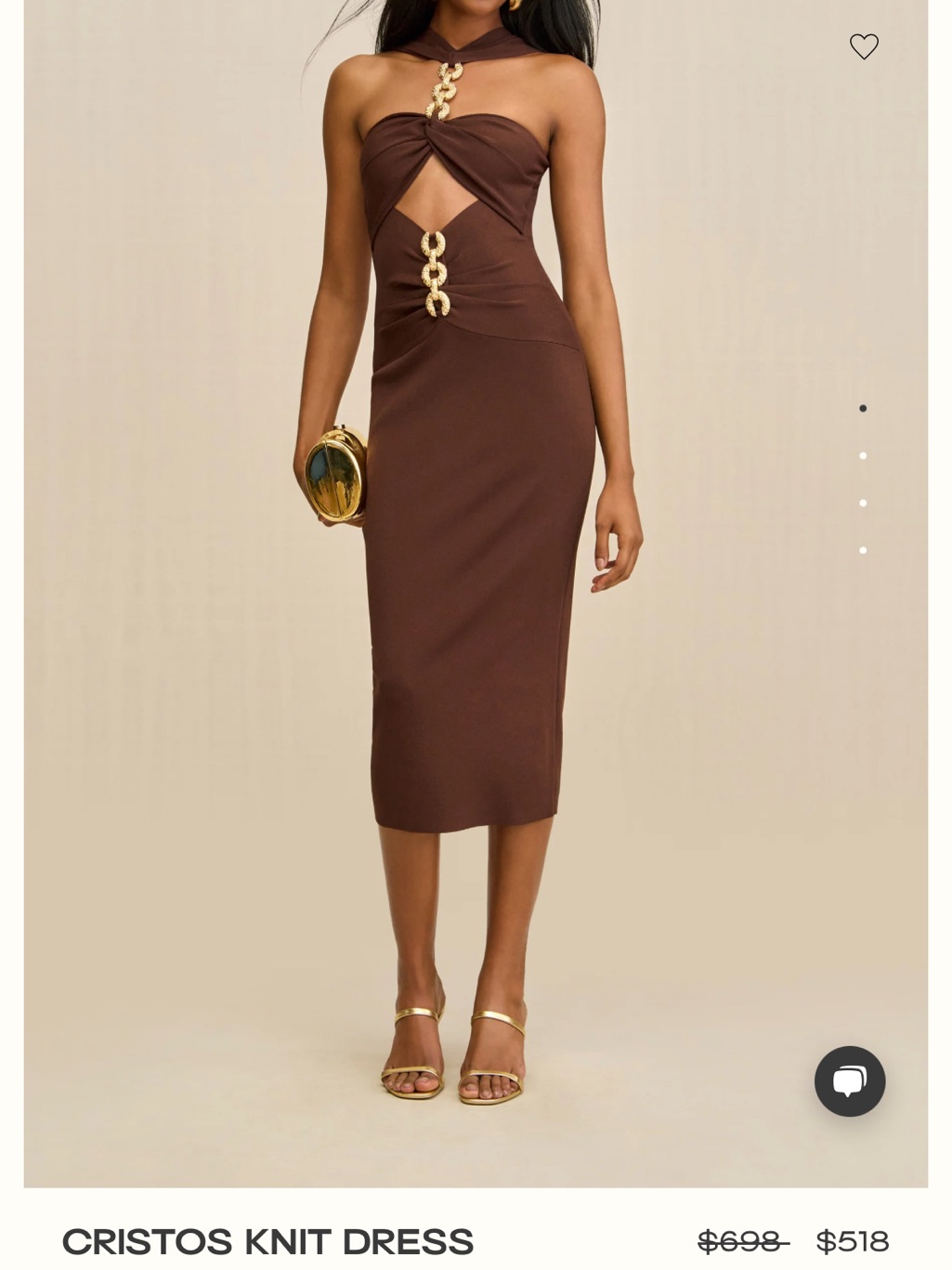 Cult Gaia Brown Cutout Midi Dress With Gold Link Detail